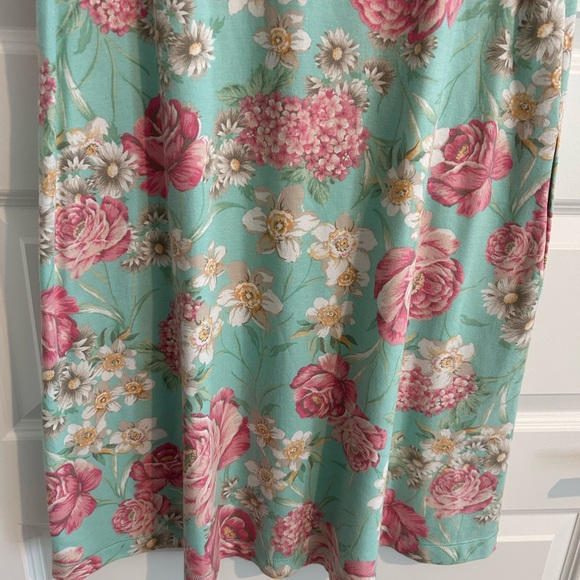 Miss Elaine Relax Floral Dress Green Pink Size S - Picture 11 of 13